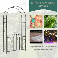 Outsunny 7.5FT Metal Garden Arbour with Double Gate, Arch Trellis for Climbing Vine Plants, Outdoor Wedding, Decoration, Black(m-6)