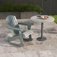 Outsunny Wood Adirondack Outdoor Lounge Rocking Chair Fire Pit Seating with Slatted Wooden Design, Fanned Back, Gray(m-2)