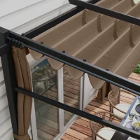 Outsunny Metal Pergola with Sliding Roof Canopy, Retractable Pergola Canopy, 10' x 10', Coffee(m-9)