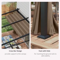 Outsunny Metal Pergola with Sliding Roof Canopy, Retractable Pergola Canopy, 10' x 10', Coffee(m-7)