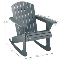 Outsunny Wood Adirondack Outdoor Lounge Rocking Chair Fire Pit Seating with Slatted Wooden Design, Fanned Back, Gray(m-3)