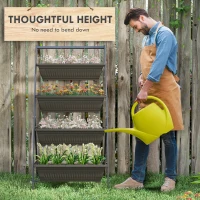 Outsunny 4-Tier Vertical Raised Garden Planter with 4 Boxes, Outdoor Plant Stand Grow Container for Vegetable Flowers, Brown(m-5)