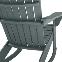 Outsunny Wood Adirondack Outdoor Lounge Rocking Chair Fire Pit Seating with Slatted Wooden Design, Fanned Back, Gray(m-8)