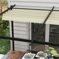 Outsunny Metal Pergola with Sliding Roof Canopy, Retractable Pergola Canopy, 10' x 13', Beige(m-9)