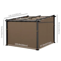 Outsunny Metal Pergola with Sliding Roof Canopy, Retractable Pergola Canopy, 10' x 10', Coffee(m-3)