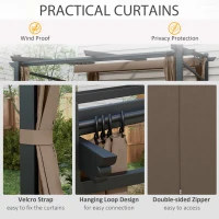 Outsunny Metal Pergola with Sliding Roof Canopy, Retractable Pergola Canopy, 10' x 10', Coffee(m-6)