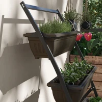 Outsunny 4-Tier Vertical Raised Garden Planter with 4 Boxes, Outdoor Plant Stand Grow Container for Vegetable Flowers, Brown(m-9)