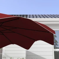 Outsunny Solar Patio Umbrella with LED and Tilt, Outdoor Market Table Umbrella Parasol with Crank, 10 x 10 ft, Wine Red(m-10)