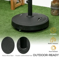 Outsunny Patio Umbrella Stand with Wheels and Handles, 51lb Heavy Duty Market Umbrella Base for Outdoor, Garden, Backyard, Black(m-6)