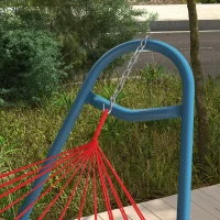 Outsunny Hammock Stand, Portable Adjustable Steel Frame Hammock Stand, Weather Resistant, 10.3', 550 lbs. Capacity, Blue(m-8)