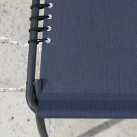 Outsunny 2 Folding Chaise Lounge Pool Chairs with 4-Position Reclining Back, Pillow, Breathable Mesh & Bungee Seat, Dark Blue(m-9)