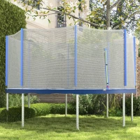 Soozier Trampoline Net Enclosure for 14ft Round Trampoline with 8 Straight Poles Poles Not Included, Weather Resistant Trampoline Netting Replacement with Zippered Entrance, Blue(m-1)