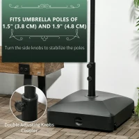 Outsunny Filled Patio Umbrella Base with Wheels, 132 lb Heavy Duty Market Umbrella Stand for Outdoor, Garden, Backyard, Black(m-5)