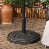 Outsunny 40 lb Heavy Duty Patio Umbrella Base, 21" Round Resin Market Umbrella Stand for Outdoor, Garden, Backyard, Bronze