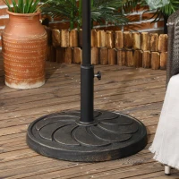 Outsunny 40 lb Heavy Duty Patio Umbrella Base, 21" Round Resin Market Umbrella Stand for Outdoor, Garden, Backyard, Bronze(m-1)
