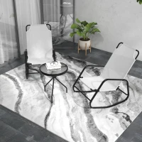 Outsunny Patio Rocking Chairs Set of 2, 3 Pieces Patio Bistro Set with Metal Frame, Breathable Mesh Fabric Seat for Garden, Deck, White(m-1)