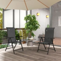 Outsunny 2PCs Outdoor Wicker Folding Chairs with Adjustable Backrest, Grey(m-1)