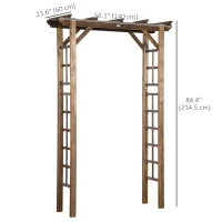 Outsunny 85" Wooden Outdoor Garden Arbour, Garden Arch Trellis for Climbing Vines  for Wedding and Ceremony - Carbonized(m-3)