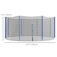 Soozier Trampoline Net Enclosure for 14ft Round Trampoline with 8 Straight Poles Poles Not Included, Weather Resistant Trampoline Netting Replacement with Zippered Entrance, Blue(m-3)