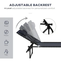 Outsunny 2 Folding Chaise Lounge Pool Chairs with 4-Position Reclining Back, Pillow, Breathable Mesh & Bungee Seat, Dark Blue(m-4)