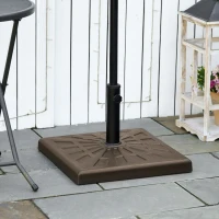 Outsunny 42 lb Heavy Duty Patio Umbrella Stand, 20" Resin Outdoor Umbrella Base, Square Market Umbrella Holder, Brown(m-1)