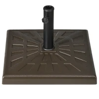 Outsunny 42 lb Heavy Duty Patio Umbrella Stand, 20" Resin Outdoor Umbrella Base, Square Market Umbrella Holder, Brown(m-2)
