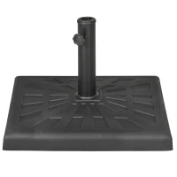 Outsunny 42 lb Heavy Duty Patio Umbrella Stand, 20" Resin Outdoor Umbrella Base, Square Market Umbrella Holder, Black(m-2)