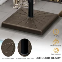 Outsunny 42 lb Heavy Duty Patio Umbrella Stand, 20" Resin Outdoor Umbrella Base, Square Market Umbrella Holder, Brown(m-5)