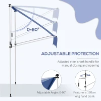 Outsunny 6.6'x5' Manual Retractable Patio Awning Sun Shelter Window Door Deck Canopy, Water Resistant UV Protector, Dark Blue(m-6)