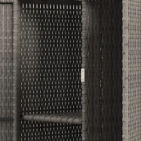 Outsunny Outdoor Storage Cabinet with Shelves, Rattan Pool Towel Storage Cabinet with Removable Shelf & Drawer, Dark Gray(m-9)