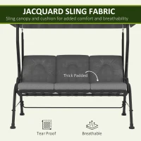 Outsunny 3-Person Patio Swing Chair with Canopy 3 Seater Porch Swing for Garden, Backyard, Poolside, Light Grey(m-5)