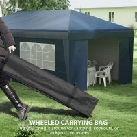 Outsunny 10' x 19.5' Pop Up Canopy Tent Height Adjustable Event Shelter w/ Sidewalls, Leg Weight Bags, Wheeled Carry Bag, Blue(m-7)
