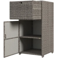 Outsunny Outdoor Towel Rack for Pool w/ Drawer & Cabinet, Gray(m-1)