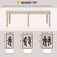 HOMCOM 46" Linen Upholstered Bedroom Bench, French End of Bed Bench with Thick Padded Cushion and Wooden Legs, Cream White(m-7)