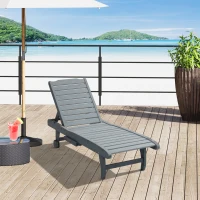 Outsunny Adjustable Lounge Chair, Outdoor Patio Chaise Recliner with Pull-out Tray and 2 Wheels(m-1)