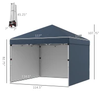 Outsunny 10'x10' Pop Up Canopy Tent - Adjustable, Instant Shelter with Sidewalls, Weight Bags for Events, Garden, Patio - Navy Blue(m-2)