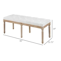 HOMCOM 46" Linen Upholstered Bedroom Bench, French End of Bed Bench with Thick Padded Cushion and Wooden Legs, Cream White(m-3)