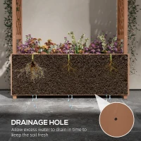 Outsunny Raised Garden Bed with Trellises and Roof for Climbing Plant Vine, Hanging Flowers, 70.75" Tall Outdoor Wood Planter Box with Drainage & Filter(m-5)