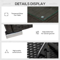 Outsunny 3pc Rattan Lounge Chair Set with Side Table Outdoor Patio Synthetic Rattan Wicker Sun Bed Set with Cushion(m-4)