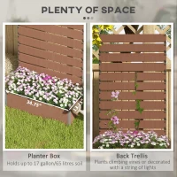 Outsunny Trellis Planter for Climbing Plants, Raised Garden Bed with Trellis, Planter Box for Outdoor Garden, Light Brown(m-4)