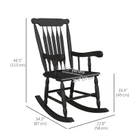 Outsunny Porch Rocker Chair, Outdoor Wooden Rocking Chair with High Back for Garden, Patio, Balcony, Black(m-3)