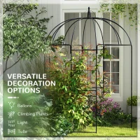 Outsunny Birdcage Shape Arbour, Metal Garden Arbour Pergola Pavilion for Climbing Plants, Lights, French Style Arch Trellis(m-5)