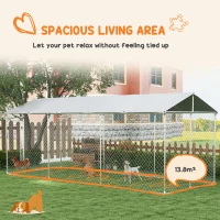 PawHut 19.7' x 7.5' x 7.5' Outdoor Dog Kennel for Large-Sized Dogs with Waterproof UV Resistant Roof, Silver(m-4)