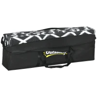 Outsunny Reversible Outdoor Rug, Waterproof Plastic Straw RV Rug with Carry Bag, 9' x 18', Black and White Clover(m-9)