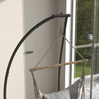 Outsunny Hammock Chair Stand, C Shape Hanging Heavy Duty Metal Frame Hammock Stand for Hanging Hammock Porch Swing Chair, Indoor & Outdoor Use, Black(m-8)