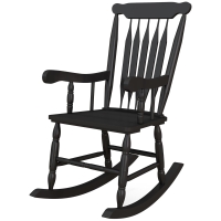 Outsunny Porch Rocker Chair, 350 lbs. Wooden Outdoor Rocking Chair with High Back for Garden, Patio, Balcony, Black