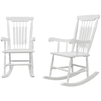 Outsunny Porch Rocker Chairs Set of 2, 350 lbs. Wooden Outdoor Rocking Chairs with High Back for Garden, Patio, Balcony, White(m-8)