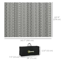 Outsunny Reversible Outdoor Rug Waterproof Plastic Straw RV Rug with Carry Bag, 9' x 12', Grey and Cream White Boho(m-3)