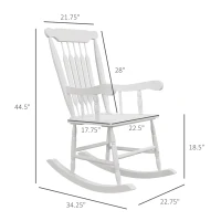 Outsunny Porch Rocker Chairs Set of 2, 350 lbs. Wooden Outdoor Rocking Chairs with High Back for Garden, Patio, Balcony, White(m-3)