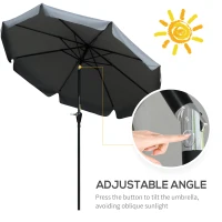 Outsunny 8.5 ft Outdoor Market Table Umbrella, Round Patio Umbrella with Tilt and Crank for Garden, Backyard, Deck, Dark Grey(m-4)